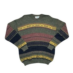 Vintage Glenbarra 100% Wool Knit Sweater Textured 3D Knit Men's XL Ireland